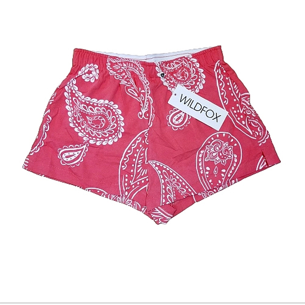 Wildfox pink and white paisley print shorts